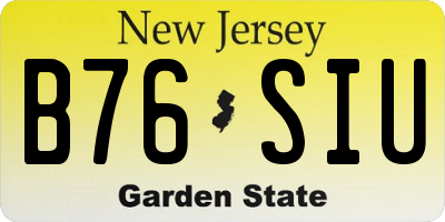 NJ license plate B76SIU