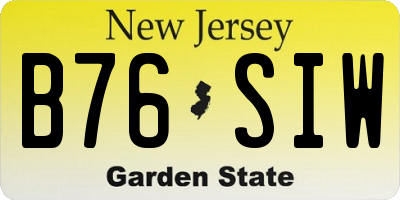 NJ license plate B76SIW