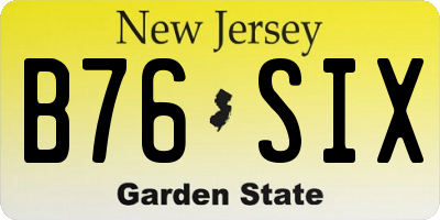 NJ license plate B76SIX