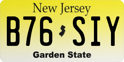 NJ license plate B76SIY