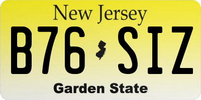 NJ license plate B76SIZ