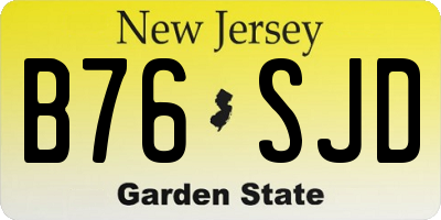 NJ license plate B76SJD