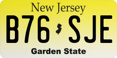 NJ license plate B76SJE