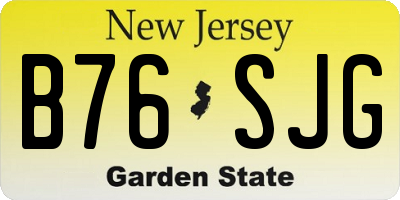 NJ license plate B76SJG
