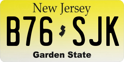 NJ license plate B76SJK