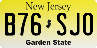 NJ license plate B76SJO