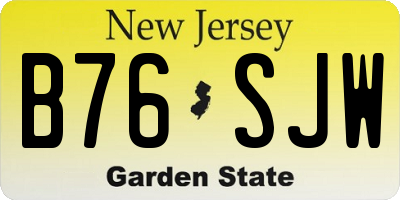 NJ license plate B76SJW