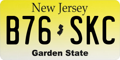 NJ license plate B76SKC