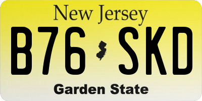 NJ license plate B76SKD