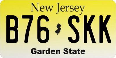 NJ license plate B76SKK