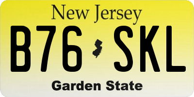 NJ license plate B76SKL
