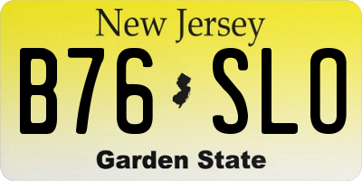 NJ license plate B76SLO