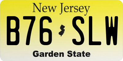 NJ license plate B76SLW