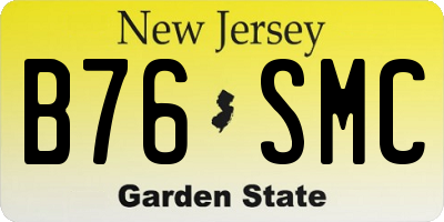 NJ license plate B76SMC
