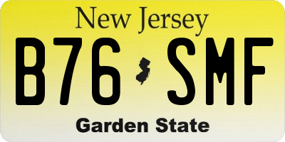 NJ license plate B76SMF