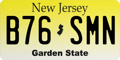 NJ license plate B76SMN