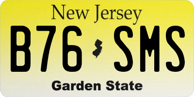 NJ license plate B76SMS