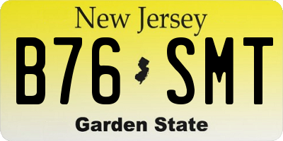 NJ license plate B76SMT