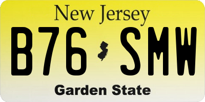 NJ license plate B76SMW