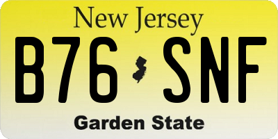 NJ license plate B76SNF