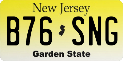 NJ license plate B76SNG