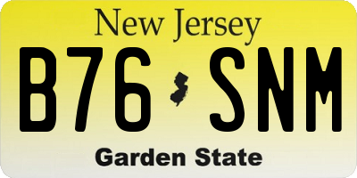 NJ license plate B76SNM