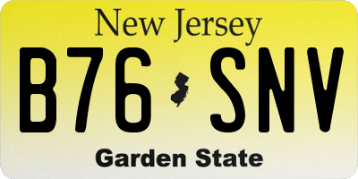 NJ license plate B76SNV