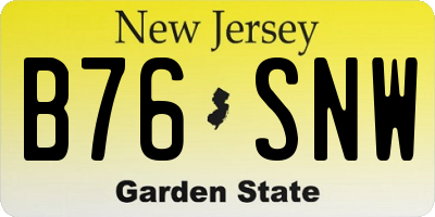 NJ license plate B76SNW