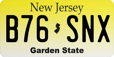 NJ license plate B76SNX