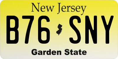 NJ license plate B76SNY