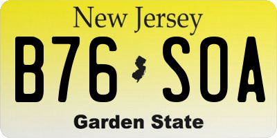 NJ license plate B76SOA