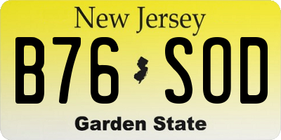NJ license plate B76SOD