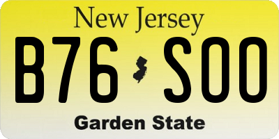 NJ license plate B76SOO