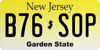 NJ license plate B76SOP