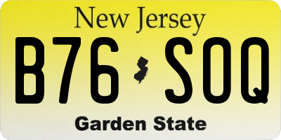 NJ license plate B76SOQ