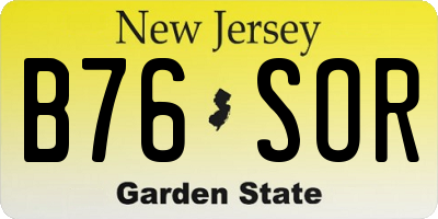 NJ license plate B76SOR