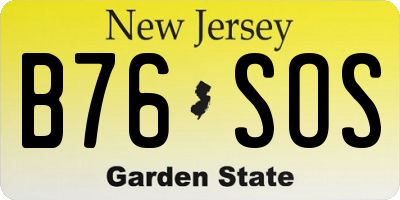 NJ license plate B76SOS