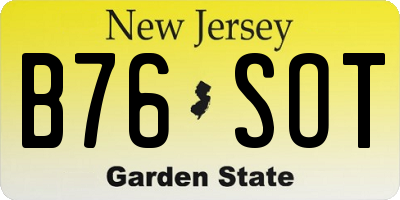NJ license plate B76SOT