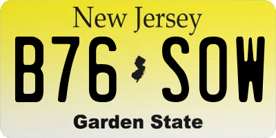 NJ license plate B76SOW