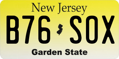 NJ license plate B76SOX