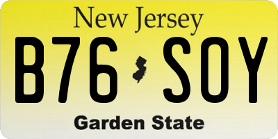 NJ license plate B76SOY