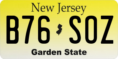 NJ license plate B76SOZ