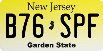 NJ license plate B76SPF