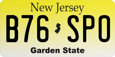 NJ license plate B76SPO