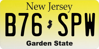 NJ license plate B76SPW
