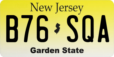 NJ license plate B76SQA