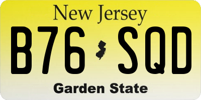 NJ license plate B76SQD