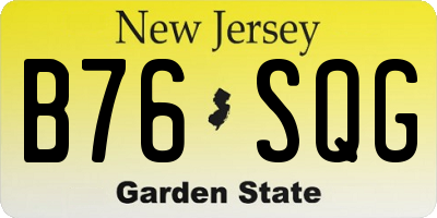 NJ license plate B76SQG