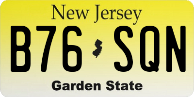 NJ license plate B76SQN