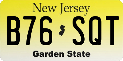 NJ license plate B76SQT